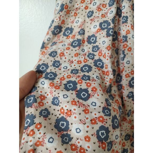 Forever 21 Women's Size Medium Peach Blue Floral Shor Sleeve Mini Dress - Picture 4 of 9